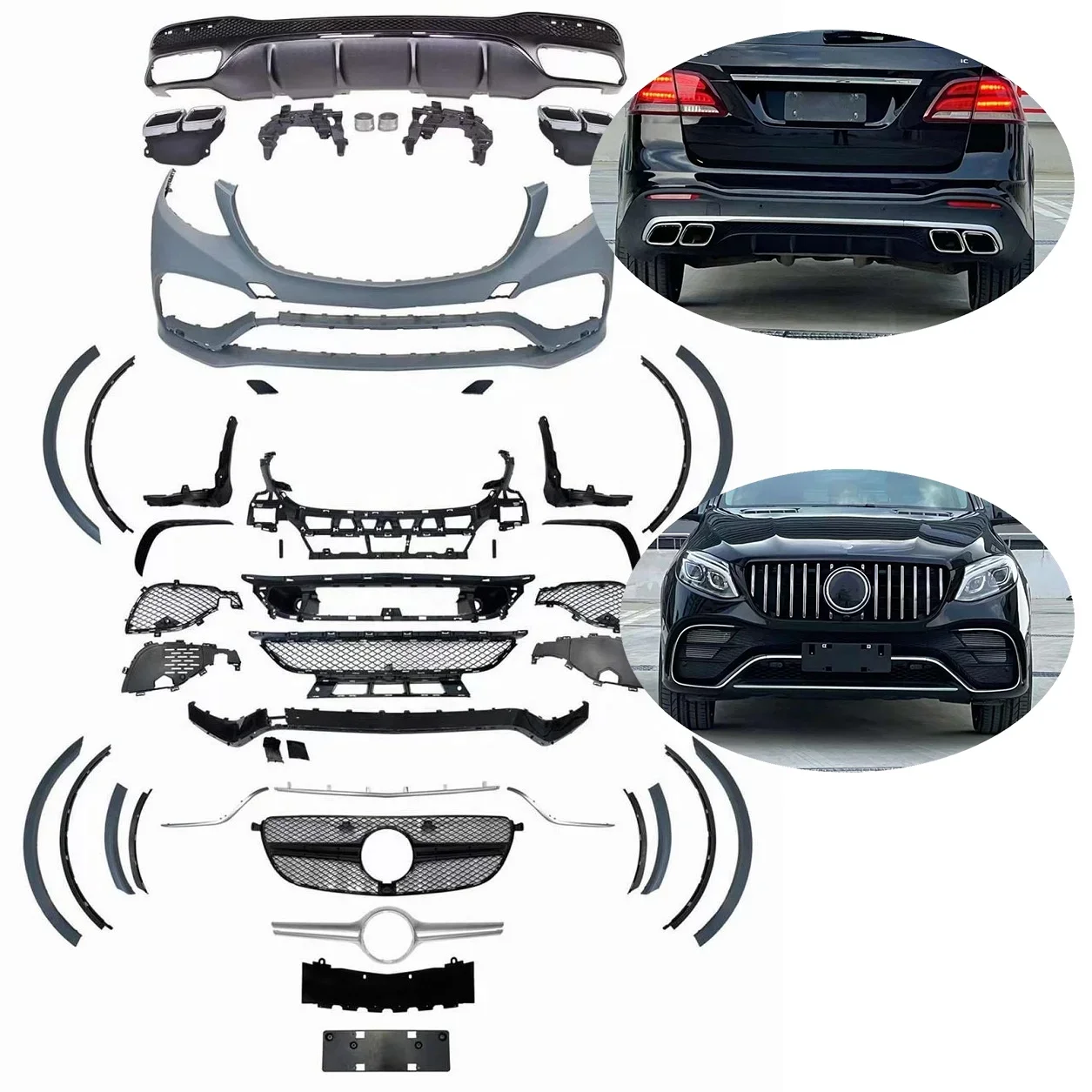 

GLE63 Body Kit For 15-19 Mercedes Benz GLE W166 Sport Facelift GLE63 AMG Style Full Bumper Front Bumper Rear Bumper