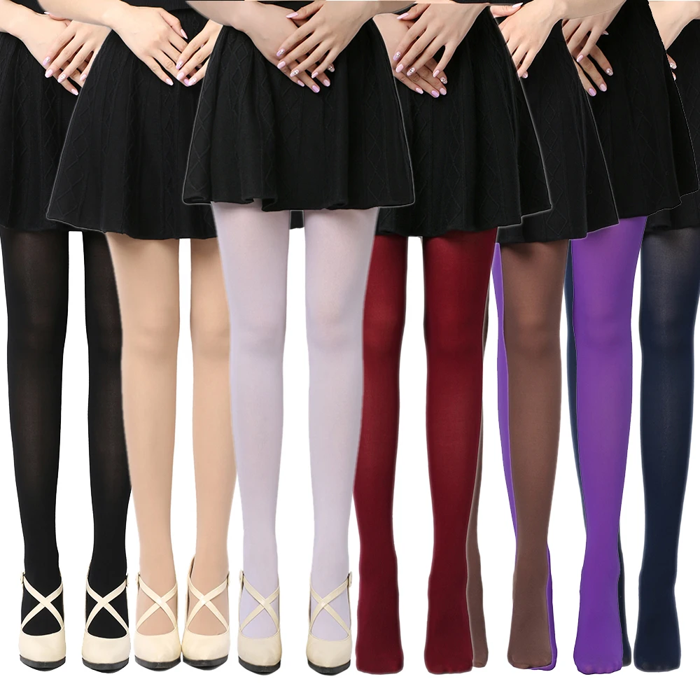 120D Spring Autumn Woman Plus Size Stockings Sexy Opaque Thick Pantyhose Footed Socks for femail girls Black Warm Fashion Tights