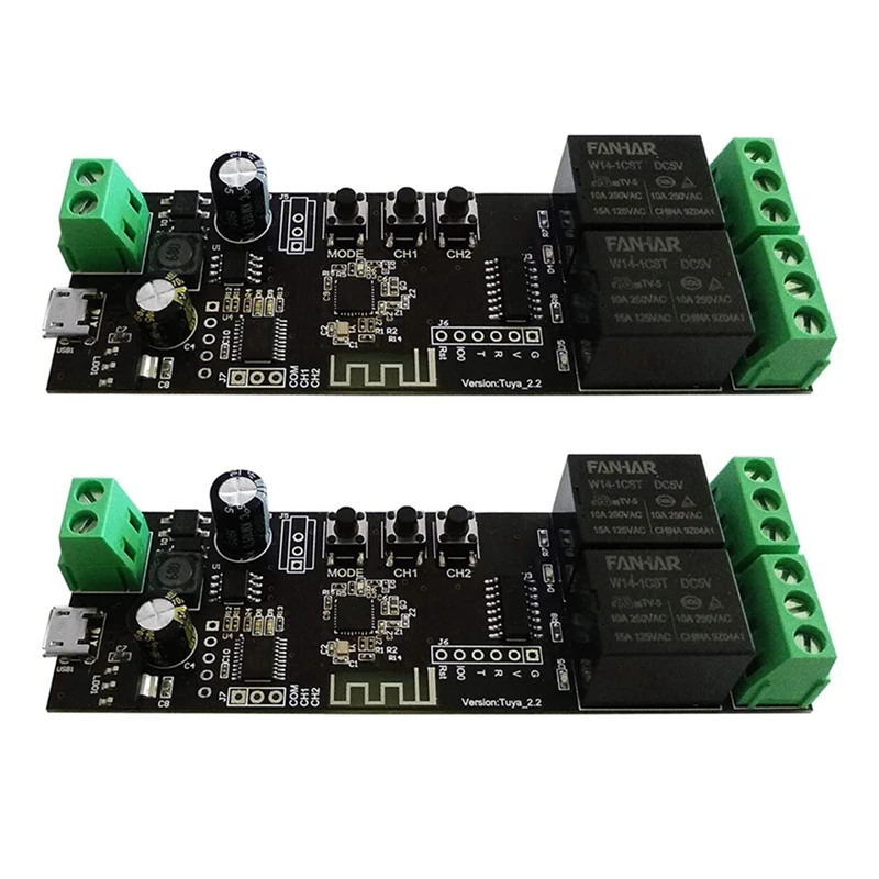 2X 2 Channel WiFi Momentary Inching Relay Self-Locking Switch Module Smart Life/Tuya APP Control WiFi Relay Module