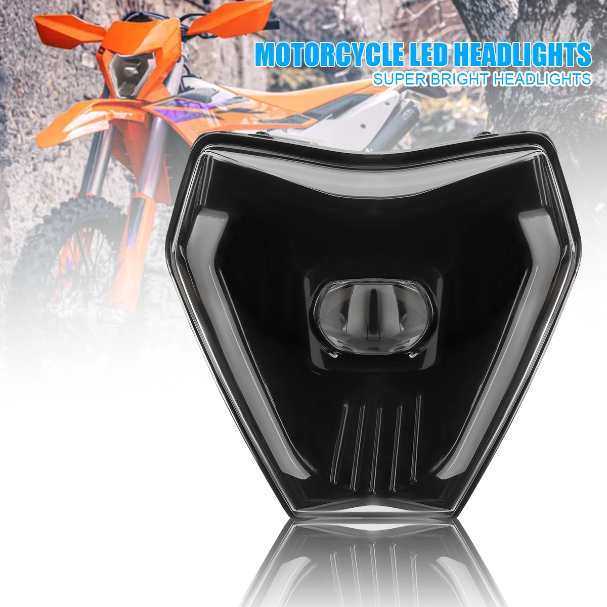 E24 E-Mark Black LED Headlights For KTM EXC EXCF SX SXF XC XCF XCW XCFW 125 150 250 300 350 450 530 Motorcycle Headlamp