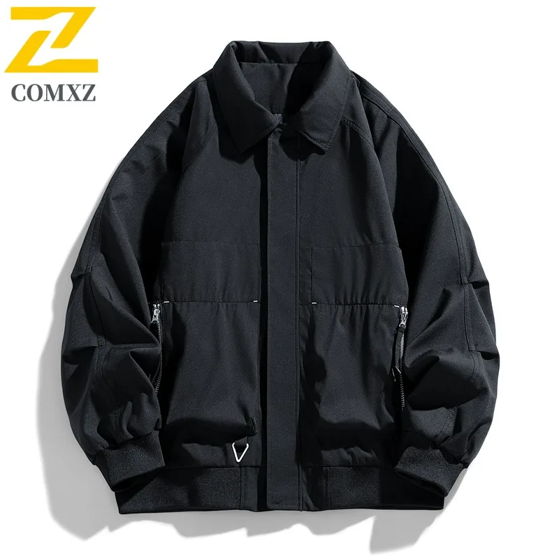

COMXZ 2025 Men Jackets Cycling Hiking Camping Lightweight Stand Collar Breathable Windproof Jacket American Workwear Casual Coat
