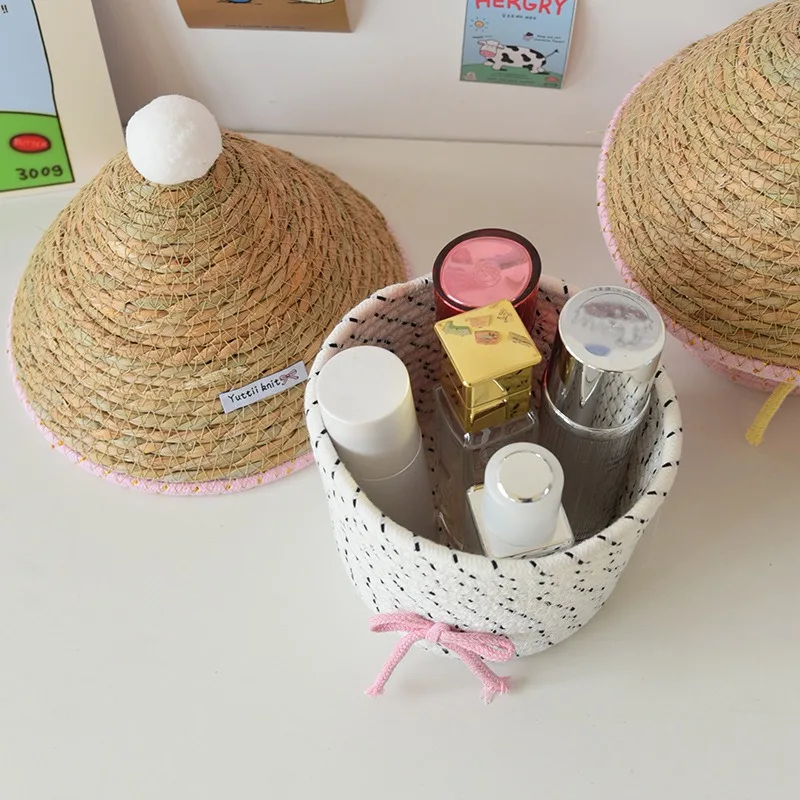 防塵収納ボックス家庭用収納バスケット綿糸織雑貨デスクトップ収納バスケット織バスケット