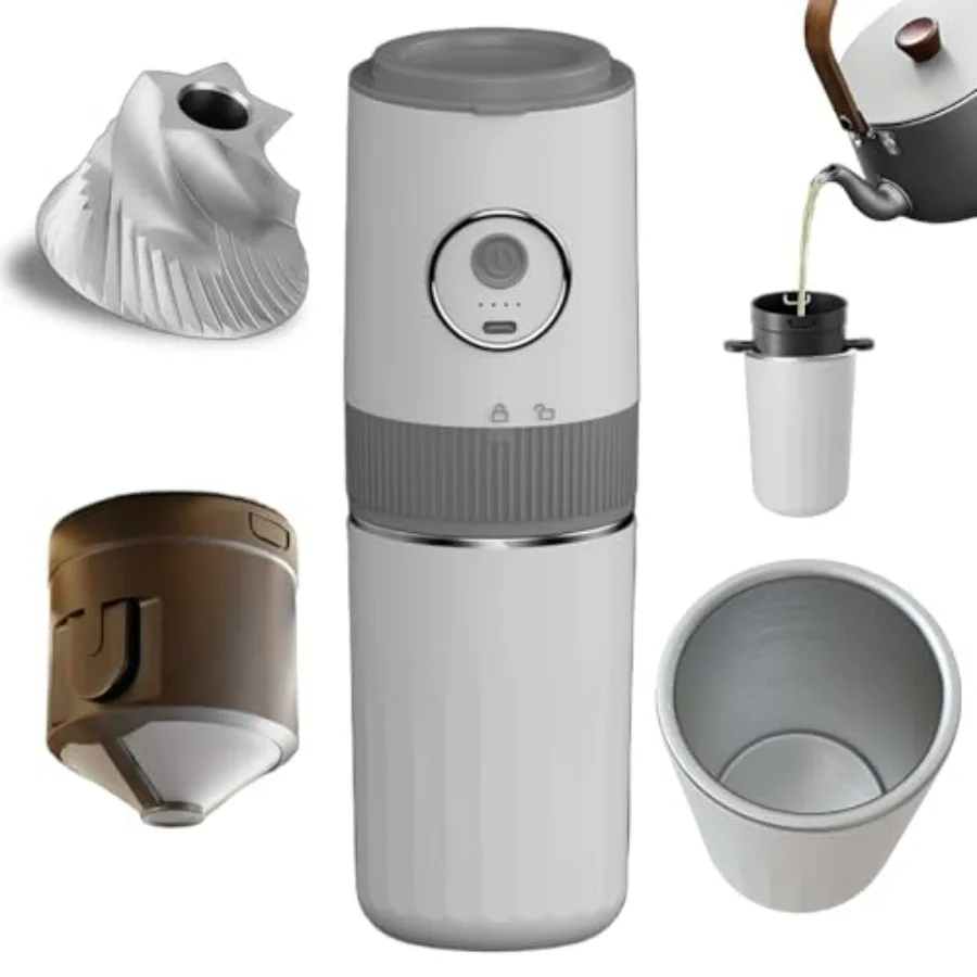 

Portable Coffee Grinder for Travel Stainless Steel Construction Matte Black Finish Compact Design with Adjustable Grind Setting