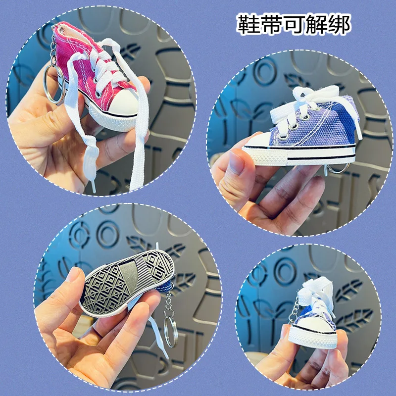 Sport Shoe Keychain Simulation Mini Canvas Shoes Key Chain Women Men General Car Bag Hangings Couple Friend Funny Gifts
