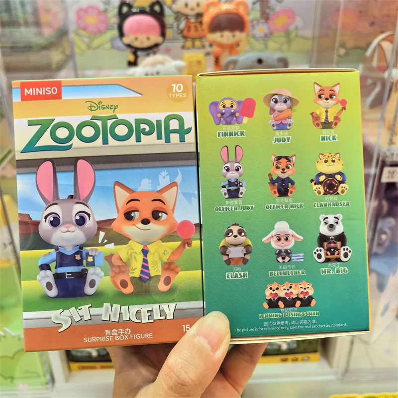 Miniso Genuine Disney Zootopia Series Doll Sitting Model Judy Hopps Nick Wilde Sloth Children's Toys  Birthday Gift Doll