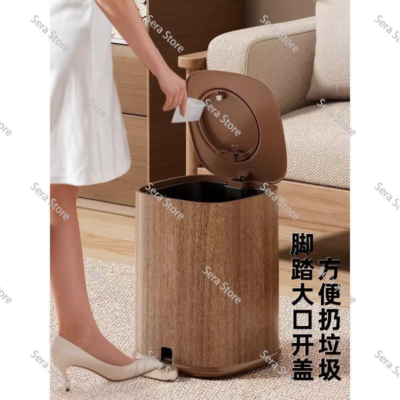 Large Capacity Household Garbage Bin, Pedal & Press Dual Open Lid, Odor Proof Waste Bin for Home Kitchen Living Room