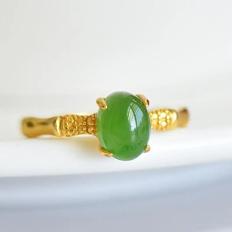 

Natural Nephrite Green Jade 925 Silver Ring Women Certified Jewelry Genuine Chinese Hetian Jade 925 Sterling Silver Rings