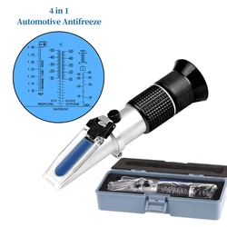 4 in 1 Car Automotive Antifreeze Refractometer EngineBattery Fluid Glycol Refractometro Glass Freezing Point Water Coolant Teste