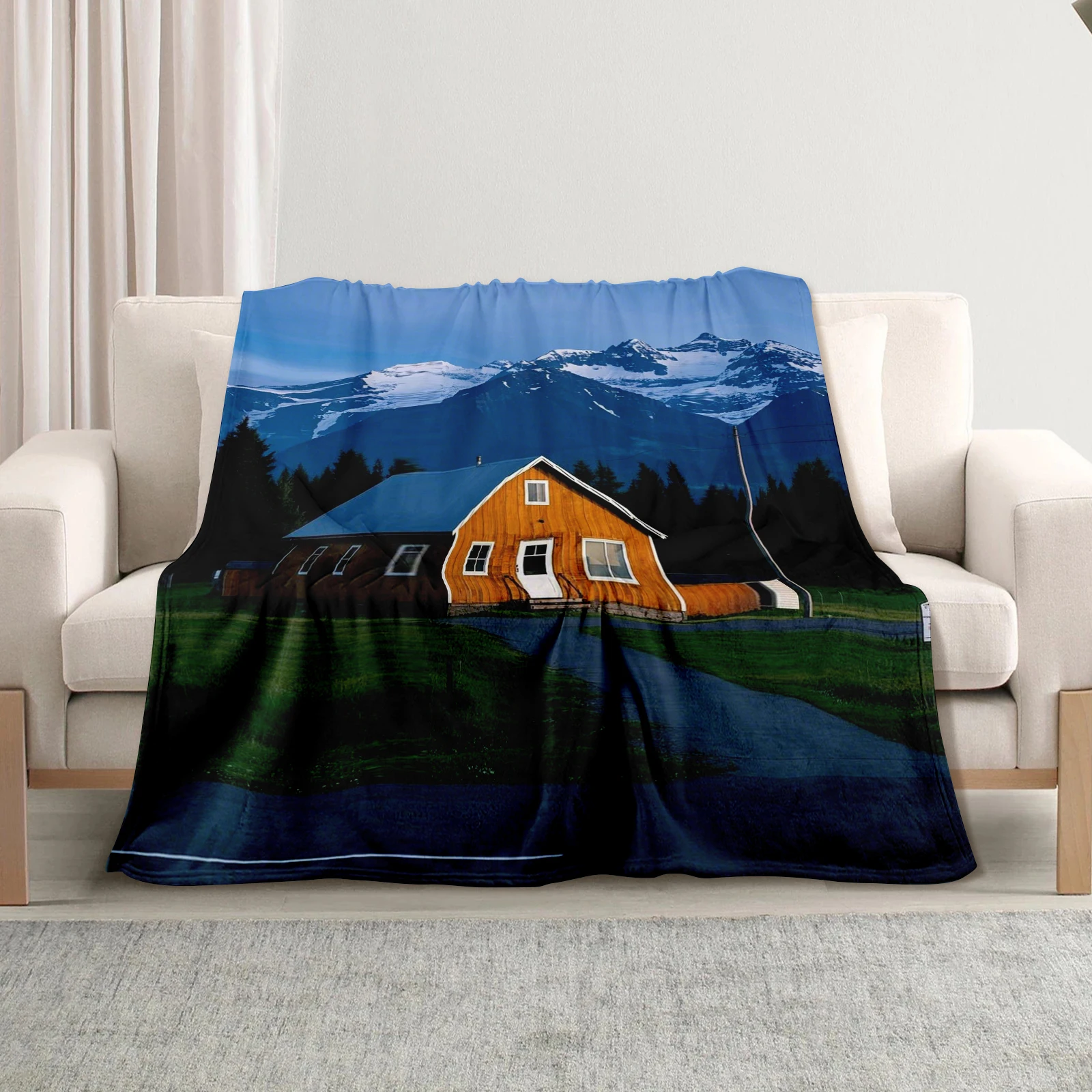 

Soft Flannel Blanket With American House Mountain Designs A Warm Gift For Family And Friends