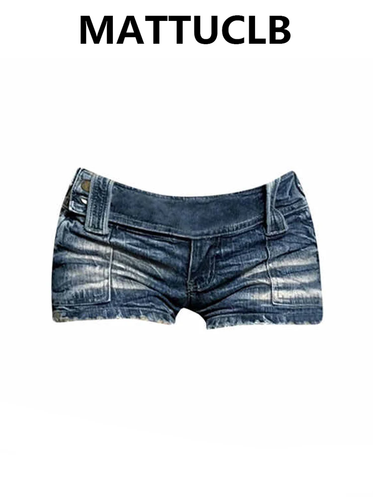

Summer Women American Vintage Low Rise Denim Shorts Harajuku Y2k 2000s Jean Hot Pants Japanese Grunge Gyaru Coquette Chic New
