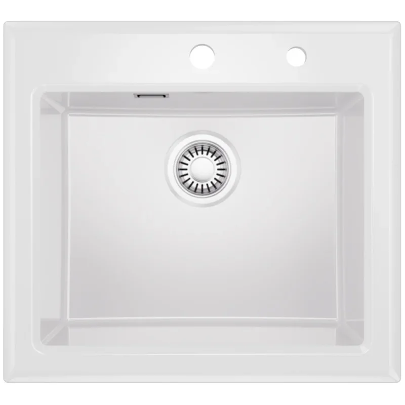 55 × 50 cm großes Keramik-Küchenspülbecken, 1-Becken-Spüle, hochwertiger TÜV-zertifizierter Keramikbehälter