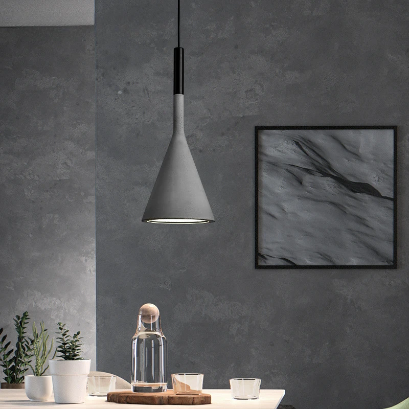 Nordic Cement LED Pendant Lamp E27 Industrial Style Villa Living Dining Room Concrete Hanging Lights Kitchen Island Decor Light