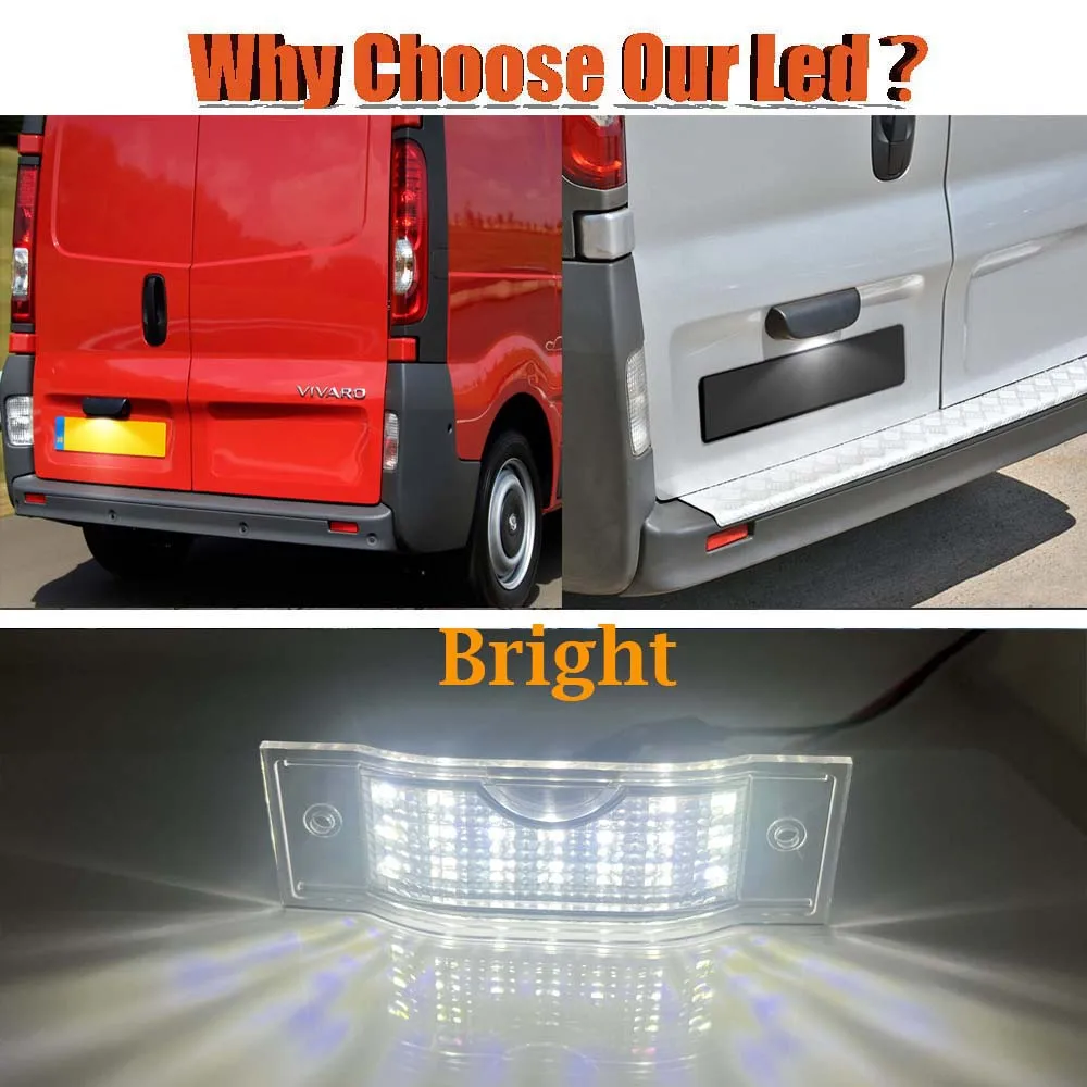 Lampe LED de Plaque d\'Immatriculation, pour Renault Trafic II III Opel SachVivaro A/B Nissan Primastar NV300 Fiat 2001-2014