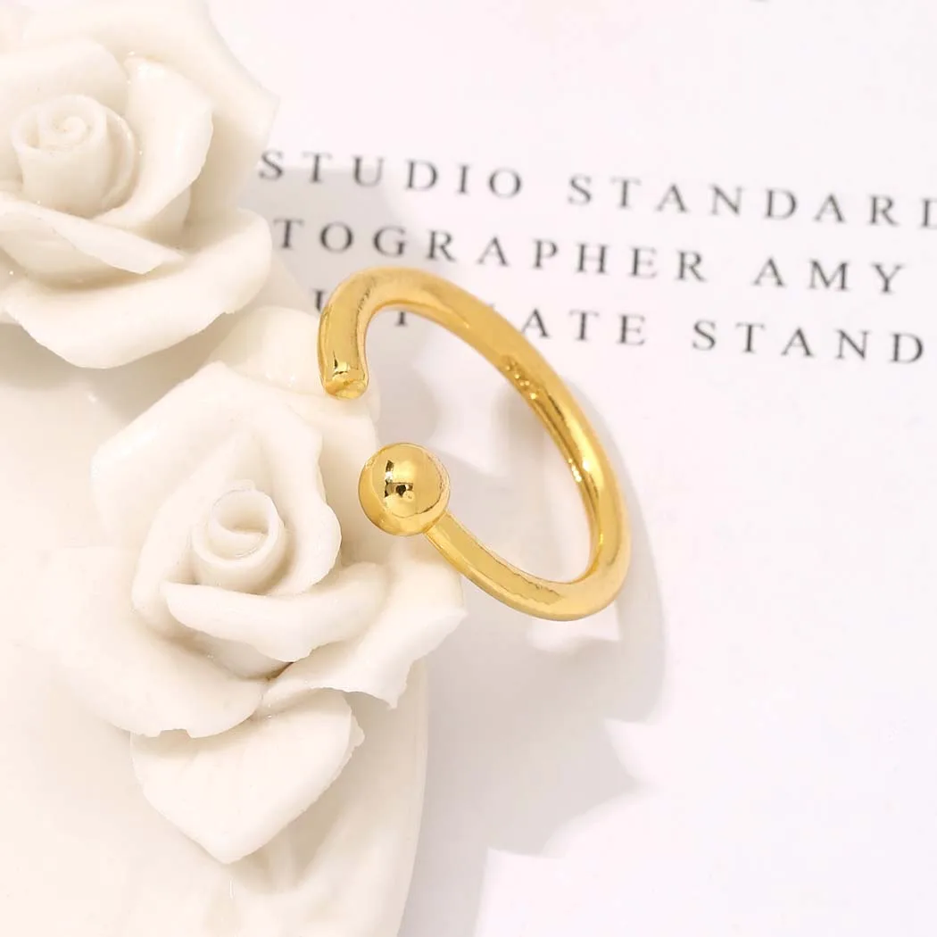 CHENGXUN Dainty Gothic Thin Bead Opening Ring For Women Girls Minimalist Gold Plated Wedding Stackable Finger Rings Mother Day