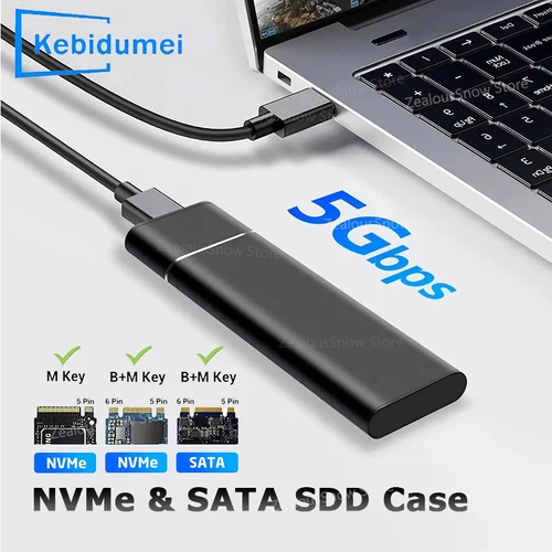 Caja SSD M2 de protocolo dual, adaptador de carcasa SSD SATA M.2 NVMe, 10Gbps, USB 3,1 tipo C, carcasa externa compatible con teclas M y B & M