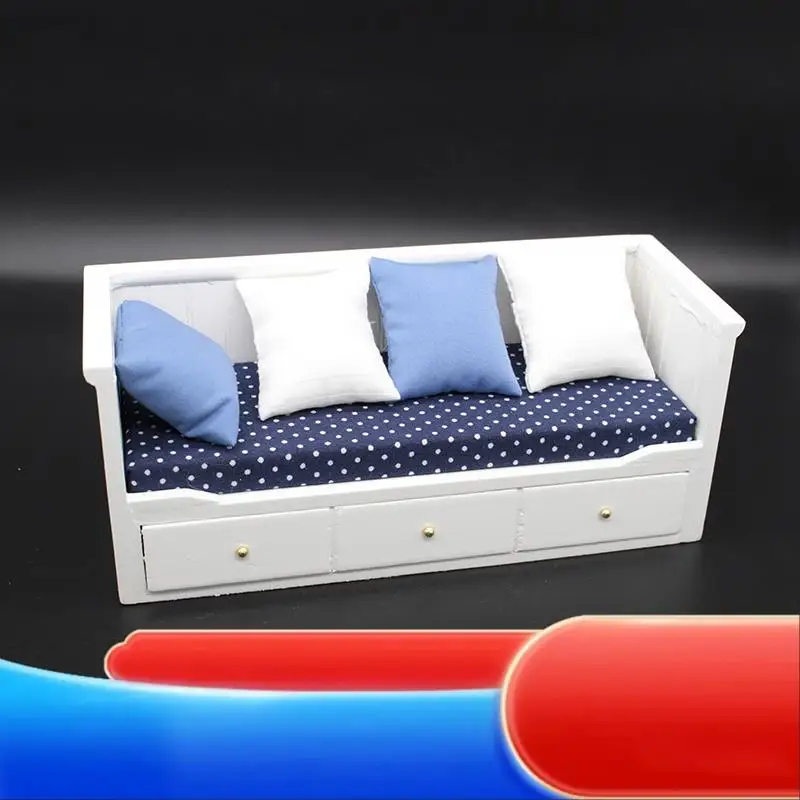 

Miniature Dollhouse Sofa 1:12 Mini Sofa Living Room Furniture Wooden House Decoration Birthday Handcraft For Kids-X65A