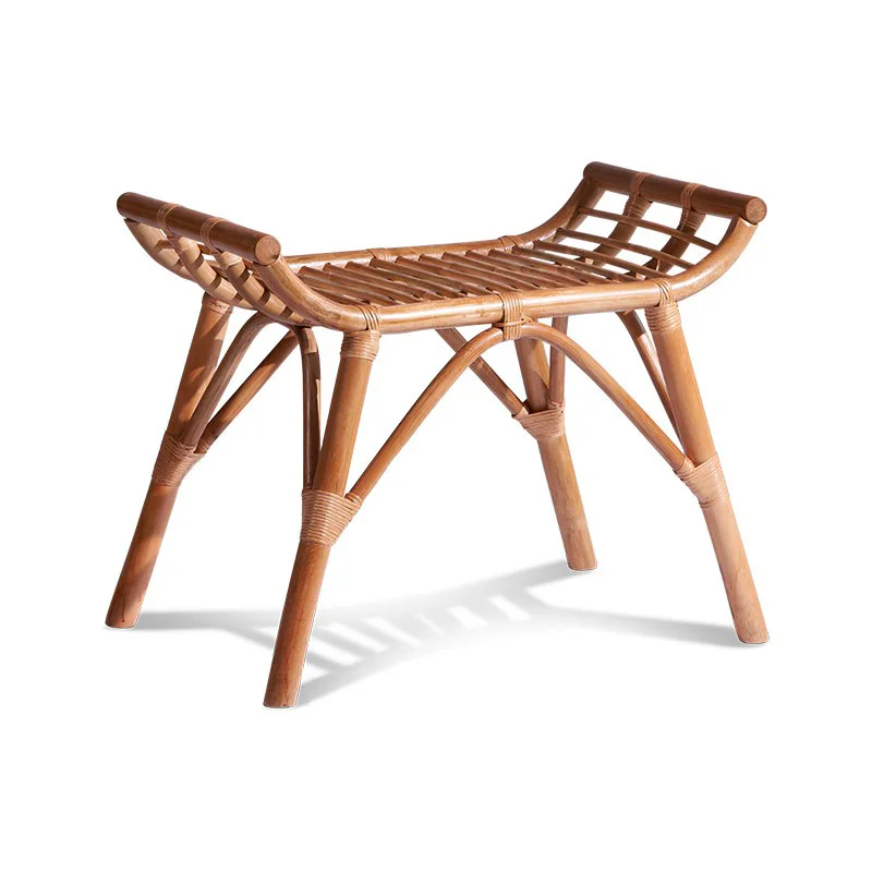 rattan foot pedal square retro natural rattan edge bamboo rattan coffee table