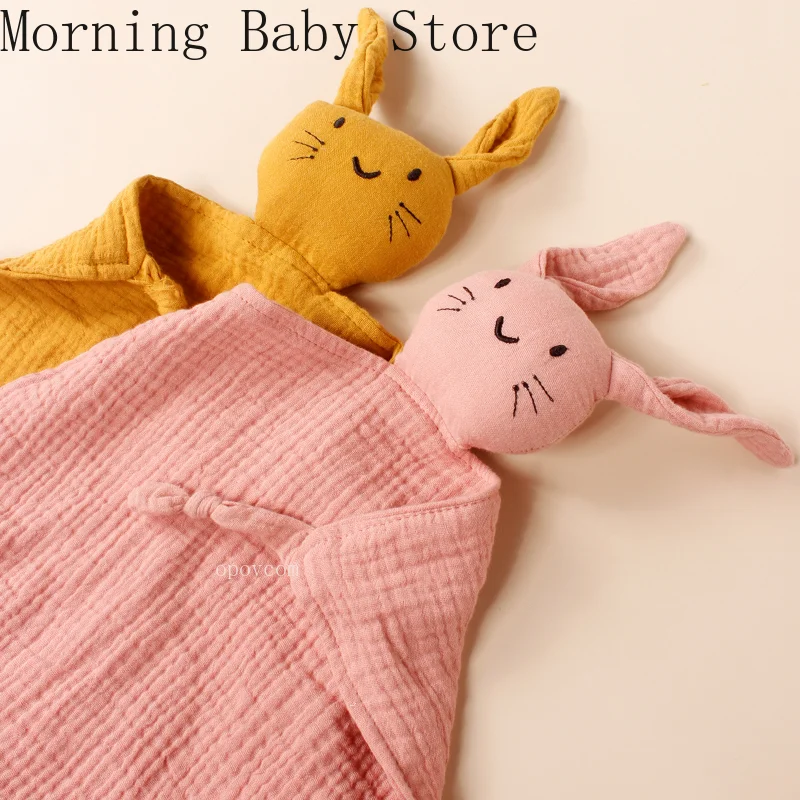 Double-layer Newborn Baby Cotton Cat Comforter Towel Set Baby Sleeping Doll Saliva Towels Beech Rabbit Bite Ring Baby Teether