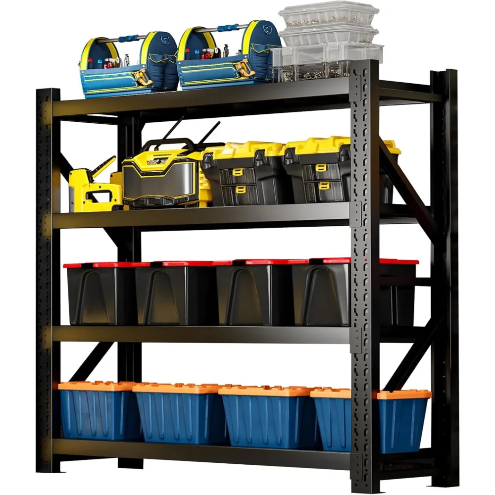 

3000LBS Heavy-Duty Garage Shelving, 31.5" W Metal Shelves, 4-Tier Adjustable Garage Shelving Units, Storage Racks for Warehouse