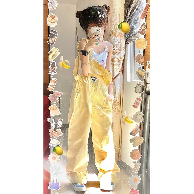 

High Waist Straight Leg Vintage Denim Overalls Women Summer New Loose Fene High Street Sle Wide Leg Pants Overalls