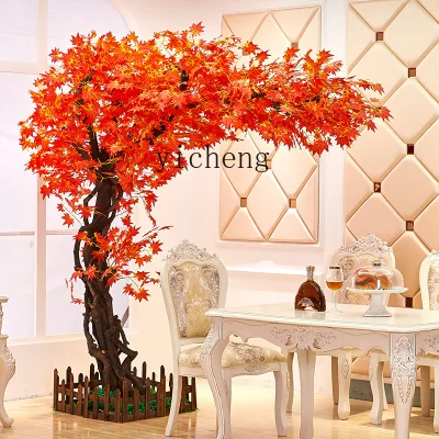 RWJ Simulation Maple Tree Interior Decoration Fake Trees Large Red Maple Tree Exhibition Hall Hotel Scenic Spot Exhibition