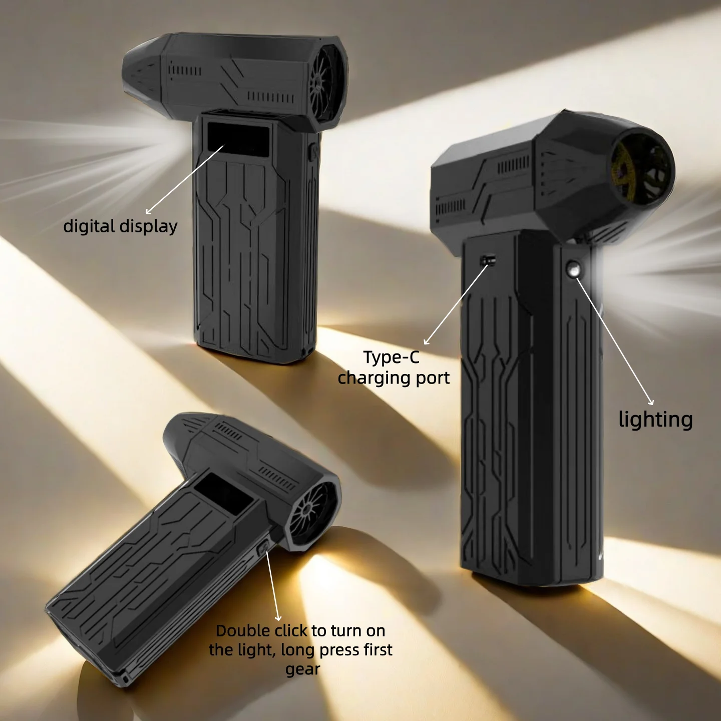 Portable   mall turbo fan, wireless handheld mini hair dryer, dust removal, snow blowing, barbecue, multi-functional outdoor use