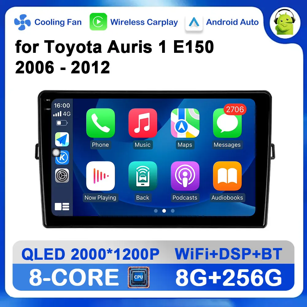 

10 inch Android System for Toyota Auris 1 E150 2006 - 2012 GPS Navigation Car Radio Video Multimedia Player 4G Bluetooth Carplay