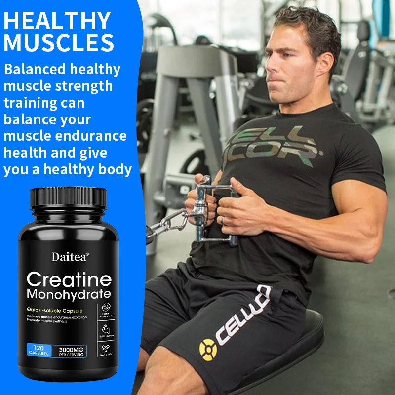 

Креатиновые капсулы с моногидратом для мужчин и женщин — помогает повысить рост и силу мышц — веганские, без сахара, низкие калории