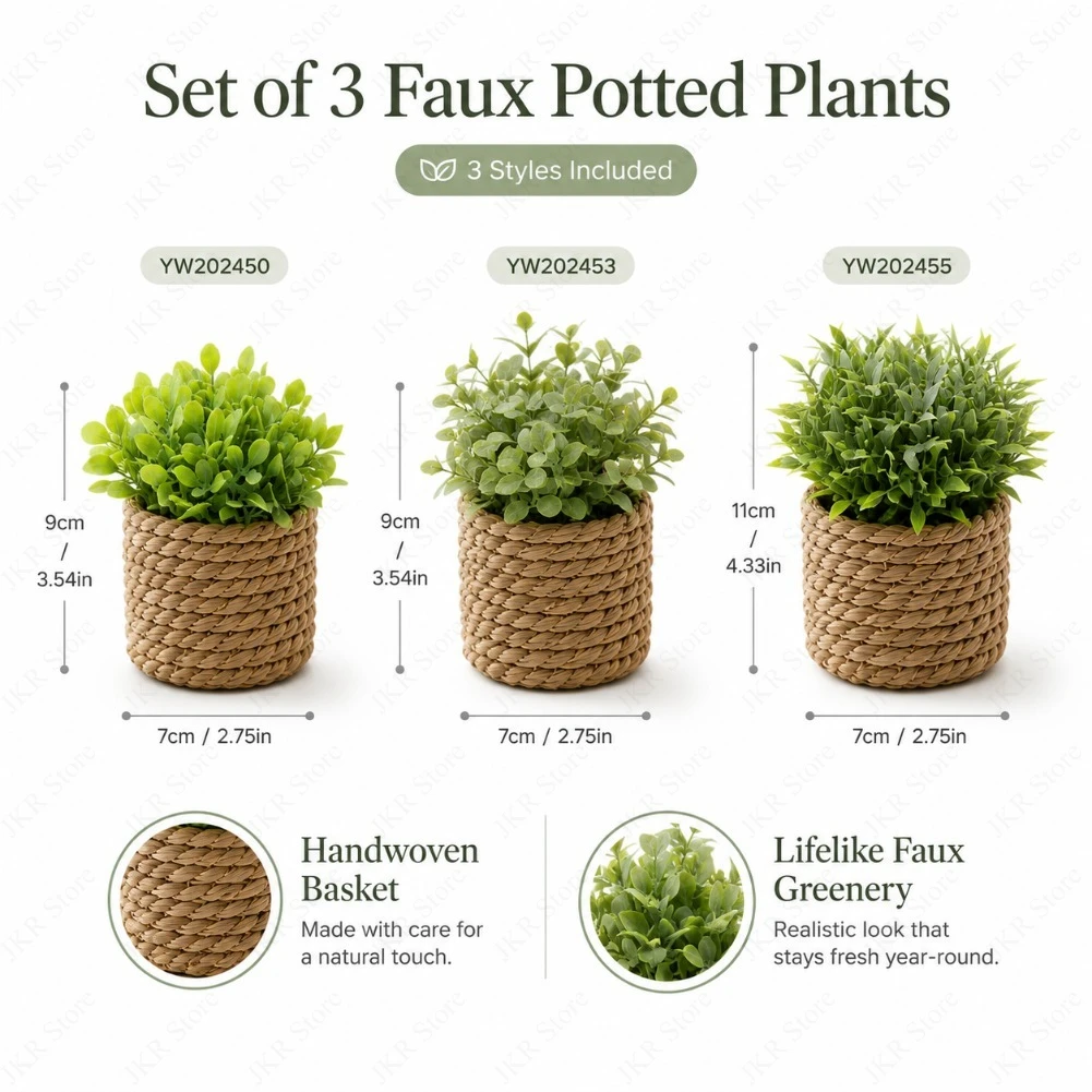 Small Faux Potted Plant Realistic Artificial Green Plant Decorative Pot for Office Desk Living Room Bedroom Table Home Decor - view 6