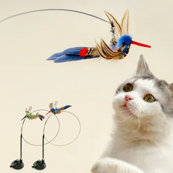 New Handfree Bird/Feather Cat Wand with Bell Powerful Suction Cup Interactive Toys for Cats Kitten Hunting Exercise Pet Products