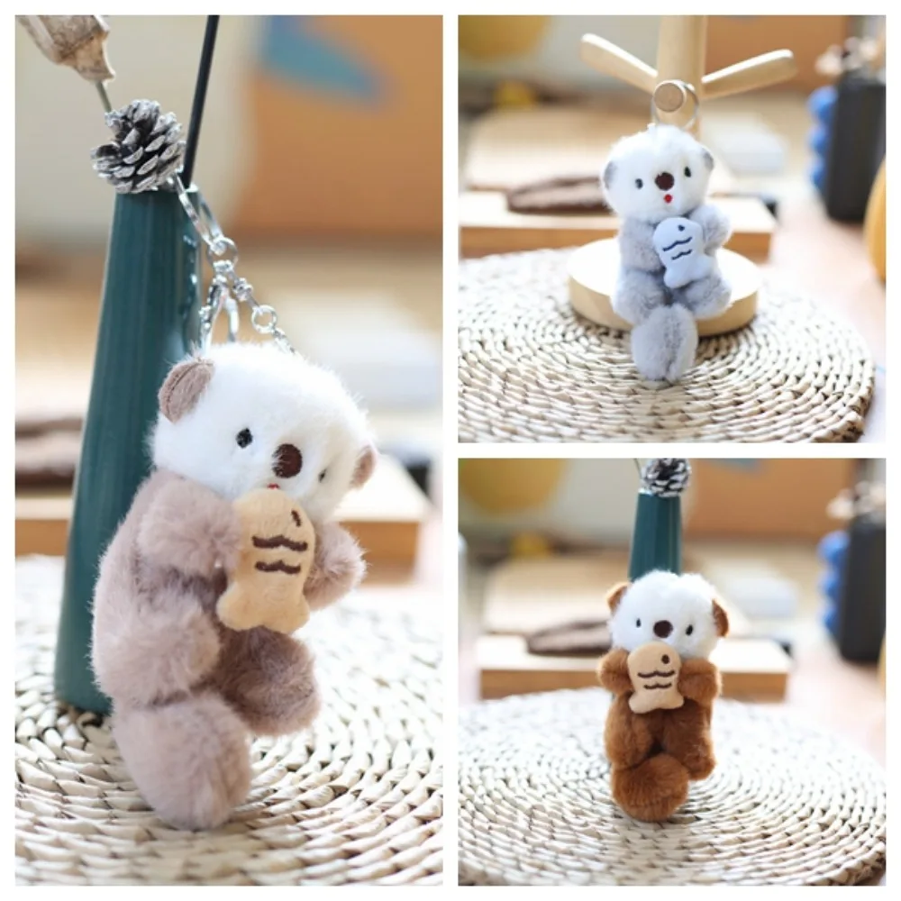 Animals Doll Cartoon Otter Keychain Decorations Keys Accessories Plush Otter Bag Pendant Soft Stuffed Bag Hanging Otter Keyring