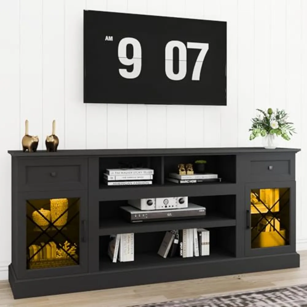 70 Inch TV Stands for Living Room Farmhouse Entrainment Center for bedroom | Large TV Stand for 75