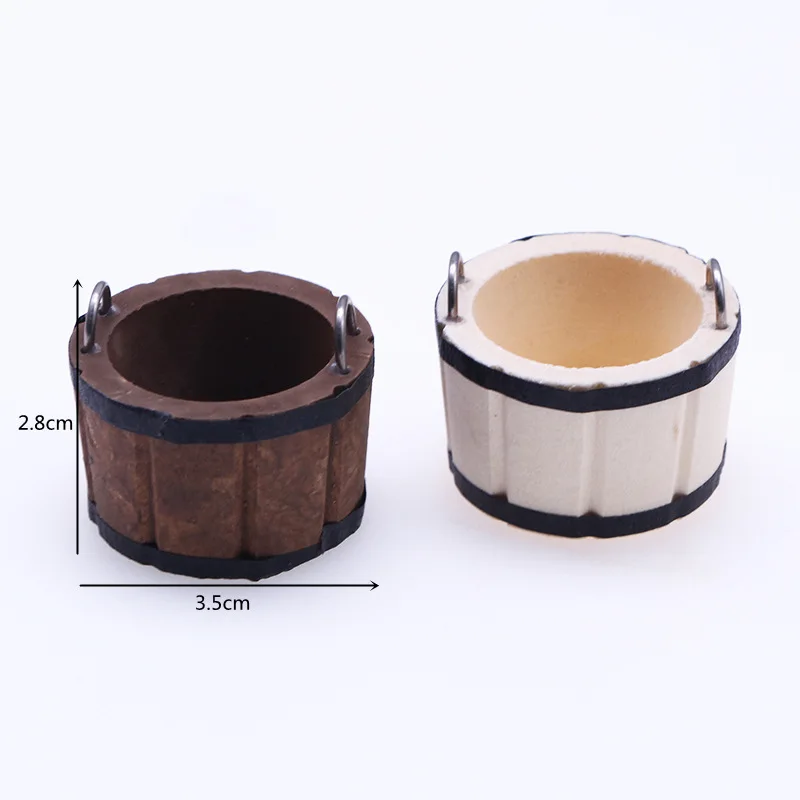 Doll house wooden bucket mini furniture model, miniature scene accessories BJD toy wooden basin shooting props