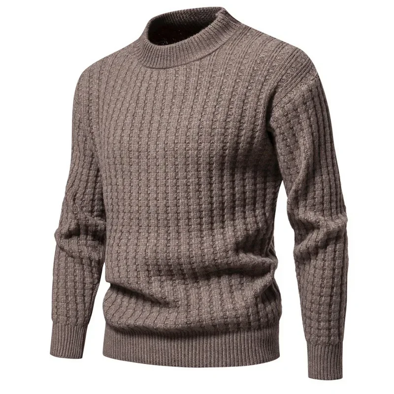 

Autumn and Winter New Style Solid Color Pullover Sweater Half Neck Casual Bottom Knitted Men's Sweater