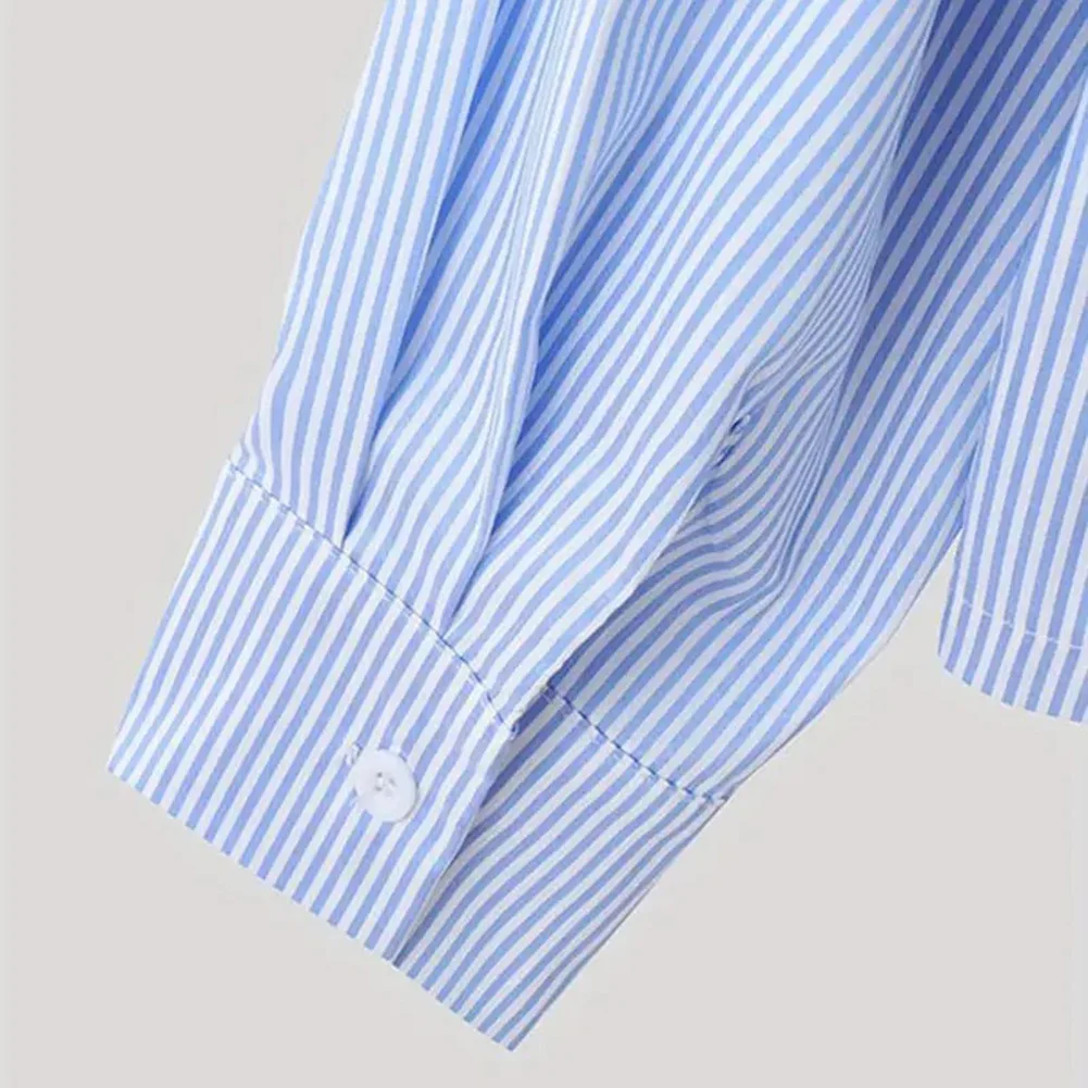 

Повседневные мужские полосатые рубашки с воротником с лацканами и длинным рукавом, свободные дышащие модные стильные уличные рубашки, пальто, мужские топы