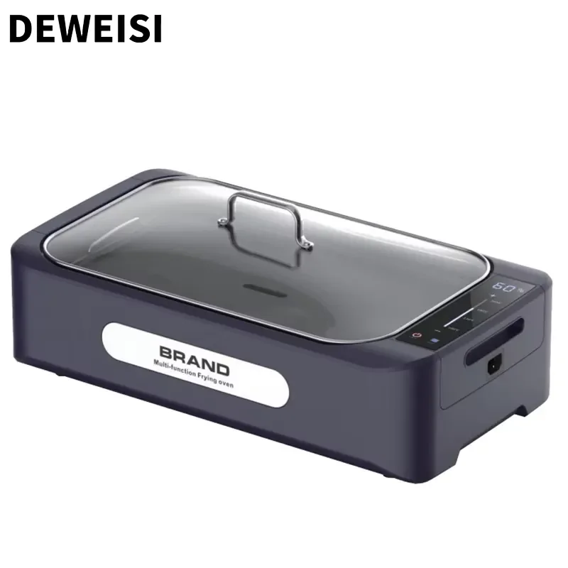 DEWEISI Electric Grill With Non Stick Grill Pan Kitchen Appliance Multi Function Commercial Korean Electric Grill