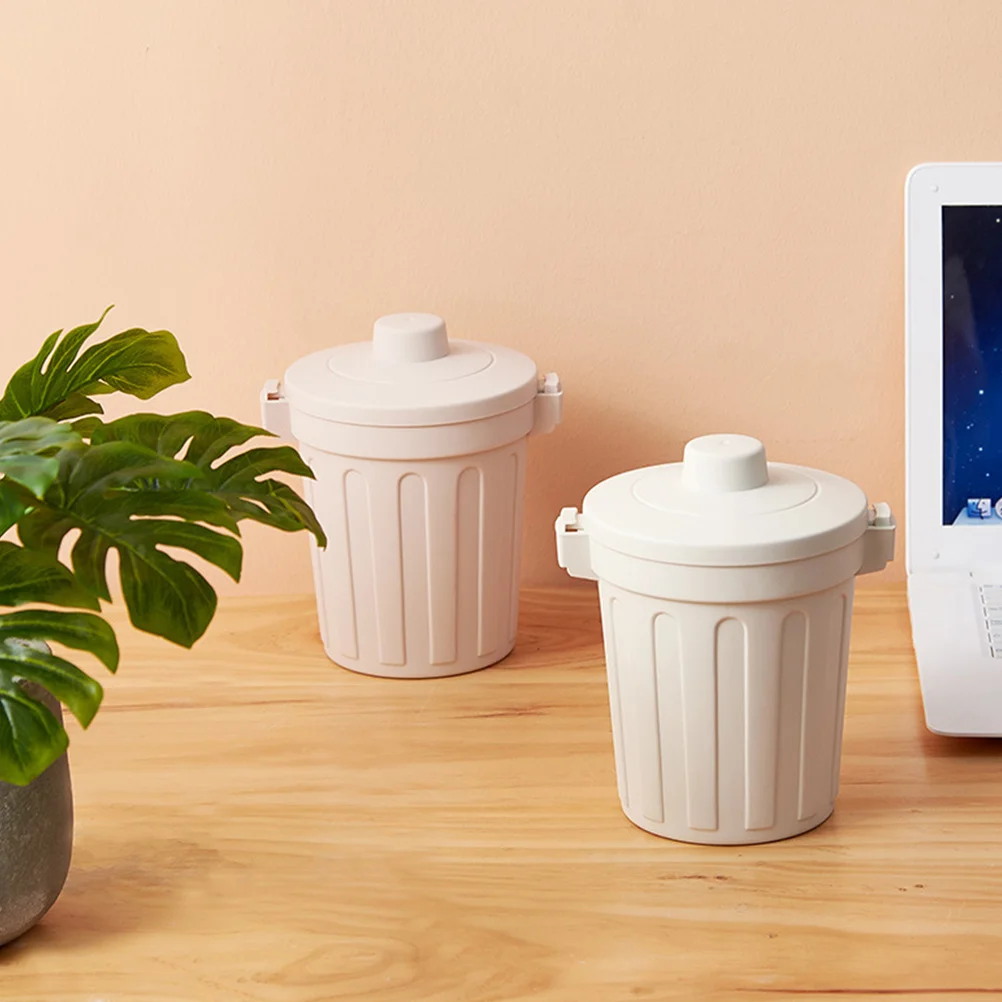

Plastic Desktop Flip-Top Trash Can Mini Rubbish Container Light Grey for Home Office Desktop Organizer Mini Garbage Can