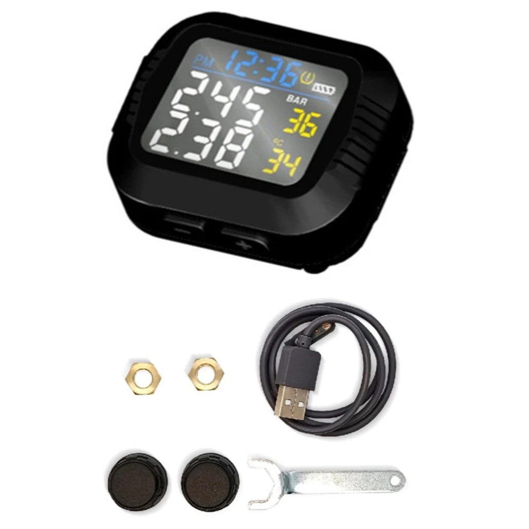 

Waterproof Motorcycle Real Time Tire Pressure Monitoring System External Sensor Wireless LCD Display Moto