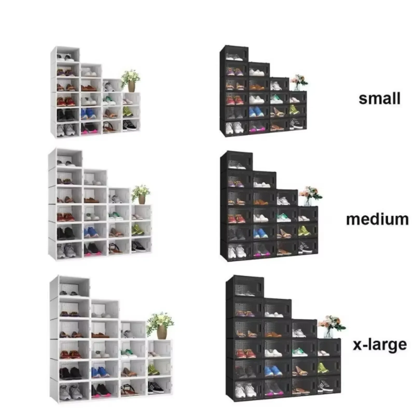 US  18PCS Shoe Box Plastic Stackable Storage Organizer Sneaker Cases M XL