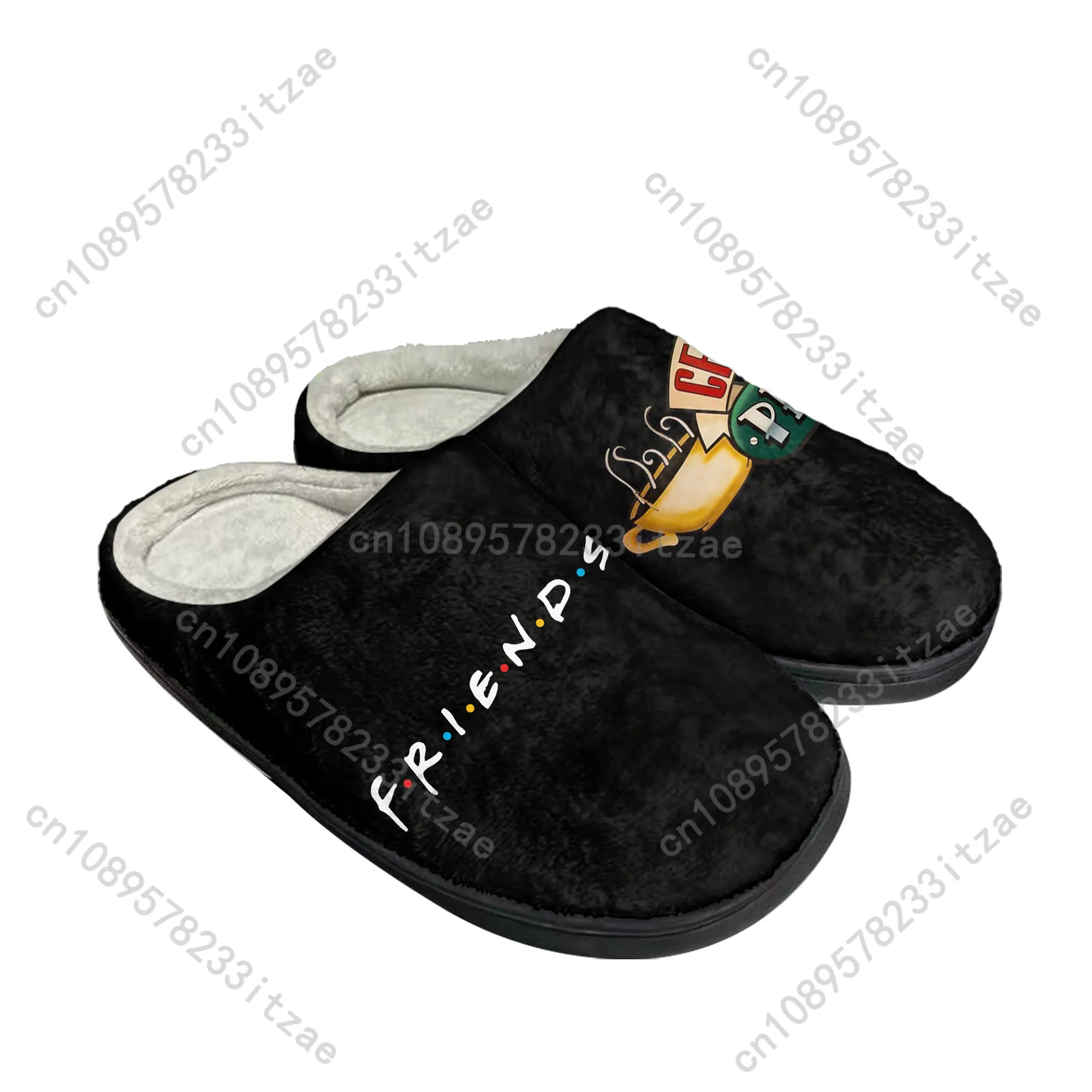 

Friends TV Show Central Perk Coffee Home Cotton Slippers Mens Womens Plush Bedroom Casual Keep Warm Shoes Indoor Customized Shoe