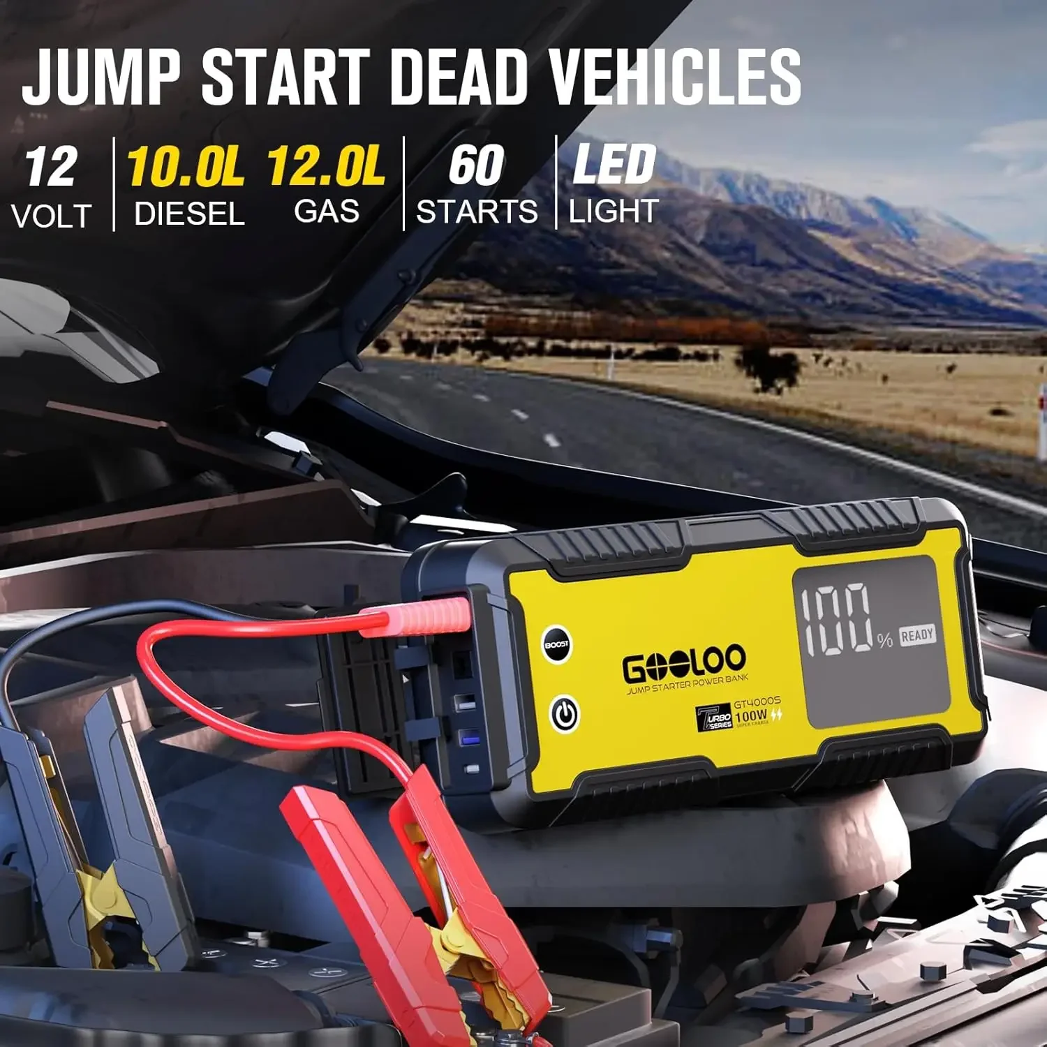 home.GT4000S Jump Starter 4000A Car Jumper Starter (Up to 10L Diesel 12L Gas Engines