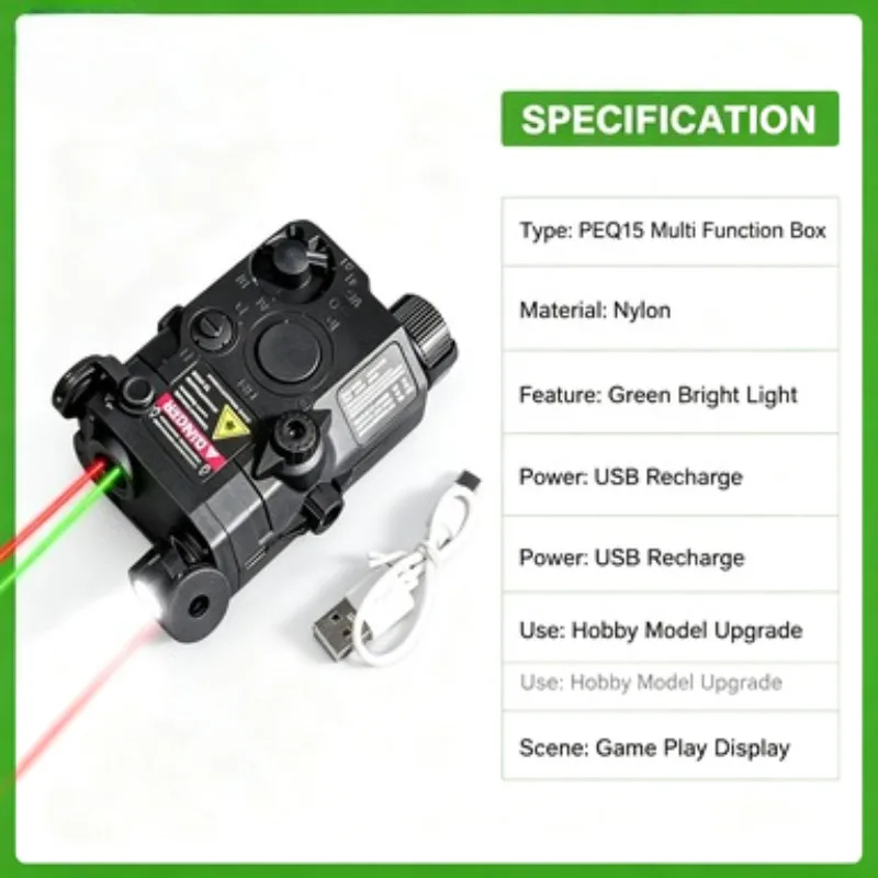 Even Light Output PEQ15 Nylon Battery Box Green IR Laser Fit M4 Game Play Hobby Gear