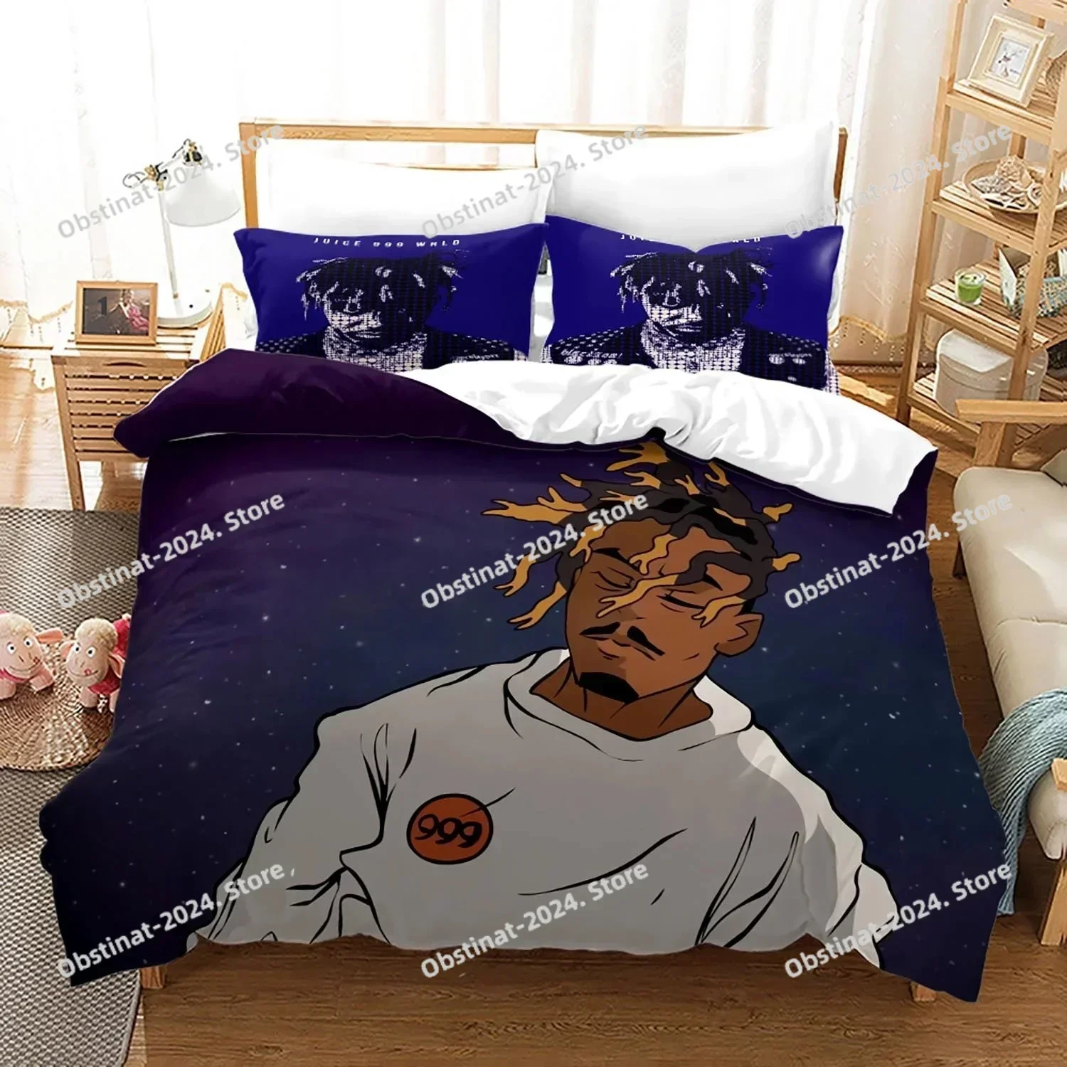 New Juice Wrld Bedding Set Stars Juice Wrld Printed Comforter Quilt Bed Cover Duvet Cover Pillow Case 3 Pieces Kids Adult Size