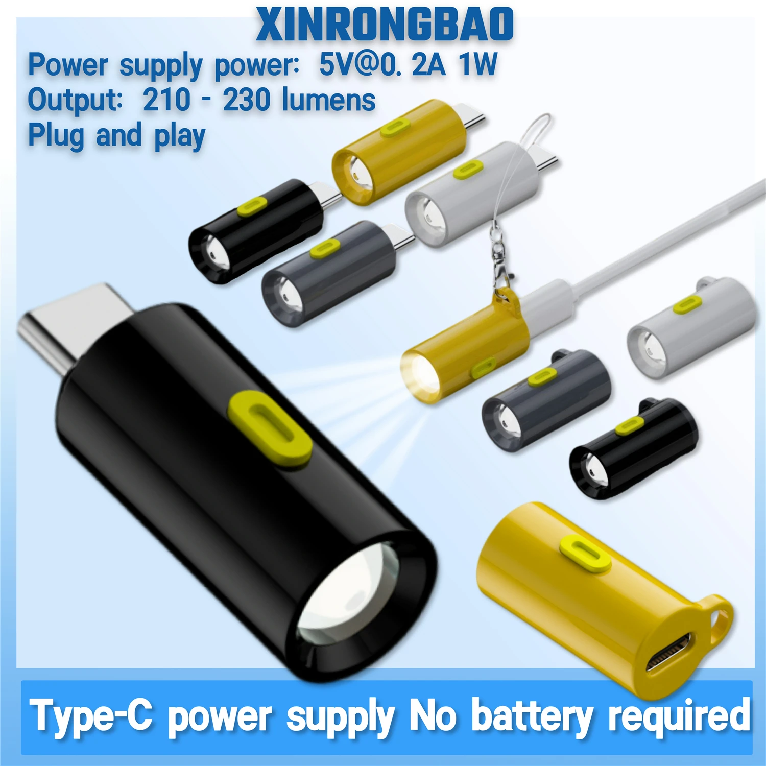 Type-C Portable Mini Flashlight Handheld Super Bright Pocket LED Torch for Camping Hiking Waterproof Outdoor Lighting Device