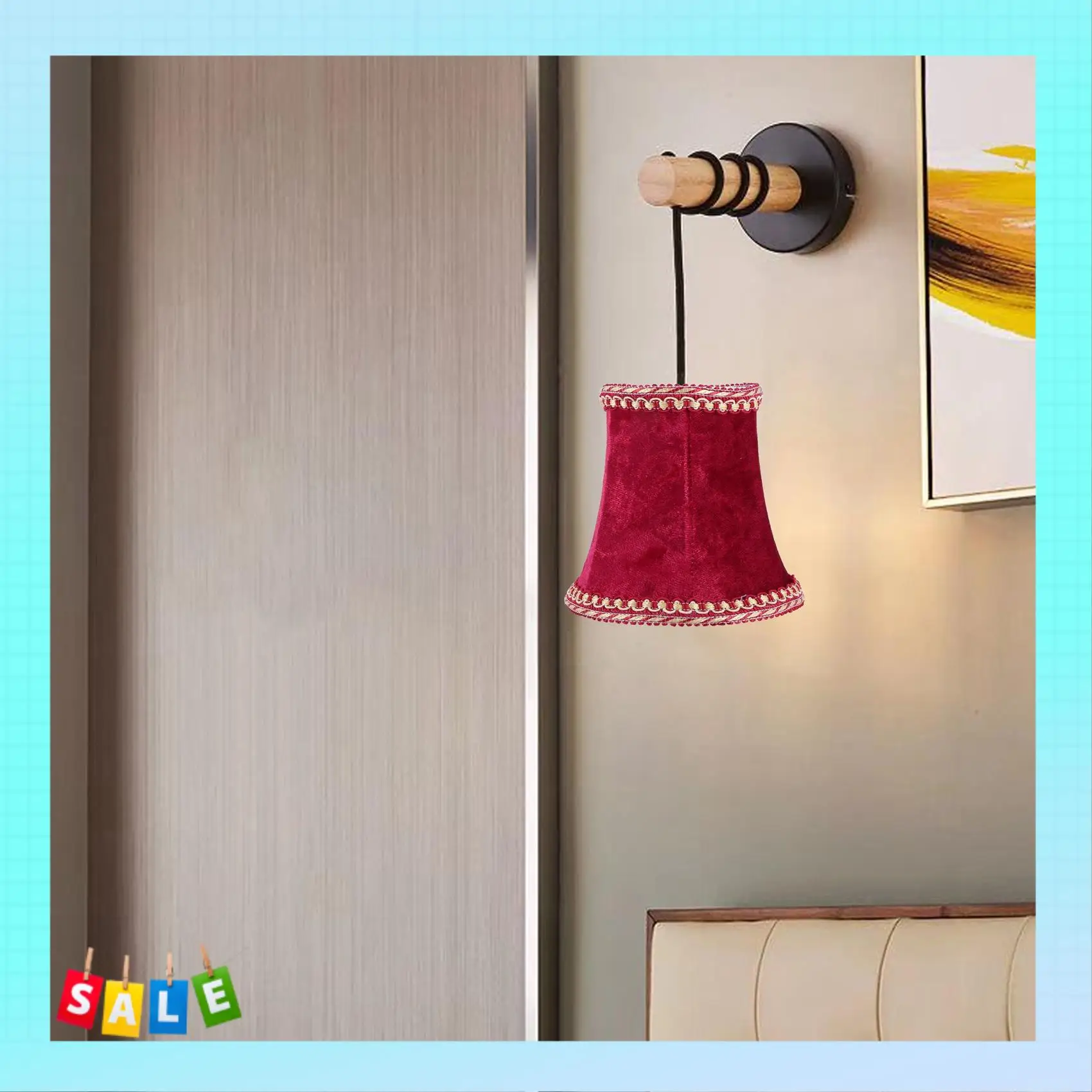 

A56X Fabric Clip On Lamp Shade, E14 Handmade Lampshade For Modern European Style Wall Sconce Lamp, Crystal Lamp, Candle Lamp, Ta