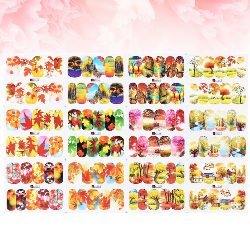 

Embossed Nail Stickers Fingernail Decals Fall Autumn for Nails Leaf Festive Leaves