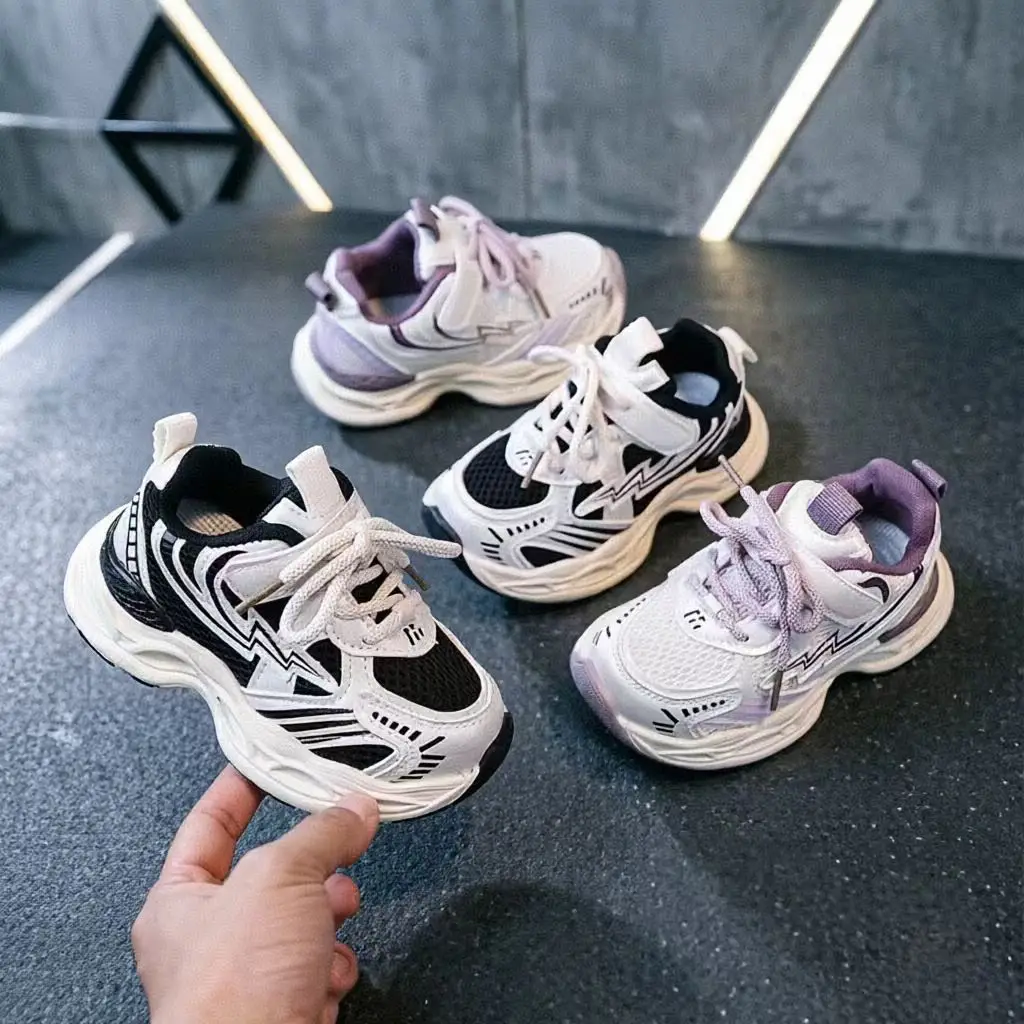 Kids'Casual Shoes Solid Color PU Leather Fashion Autumn Flat Shoes For Children Breathable Anti-slip Black Purple Size 21-30
