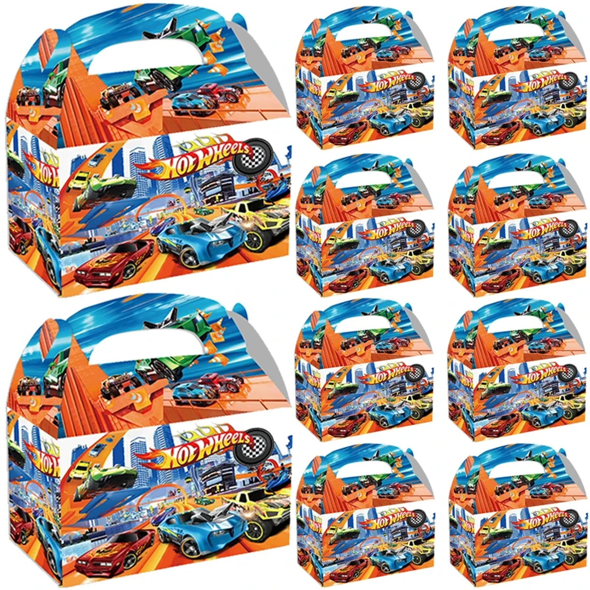 Race Car Hot Wheels Theme Birthday Party Supplies Candy Boxes Snack Goody Cardboard Boxes Gifts Favors Bags for Kids Baby Shower