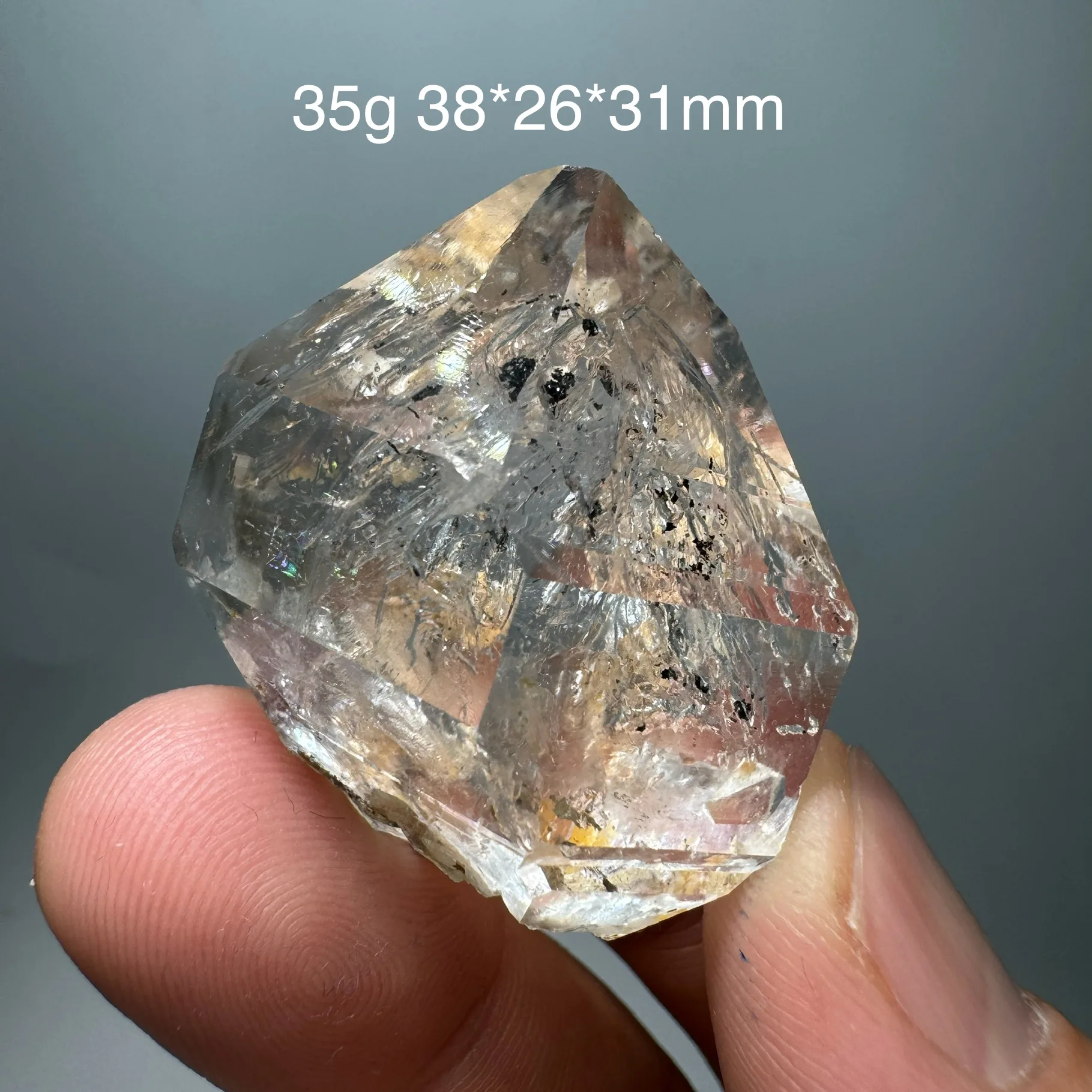 35g Natural ChongQing Herkimer Diamond Clear Quartz Mineral Water Flowing Graphite Bubble Healing Stone video for details