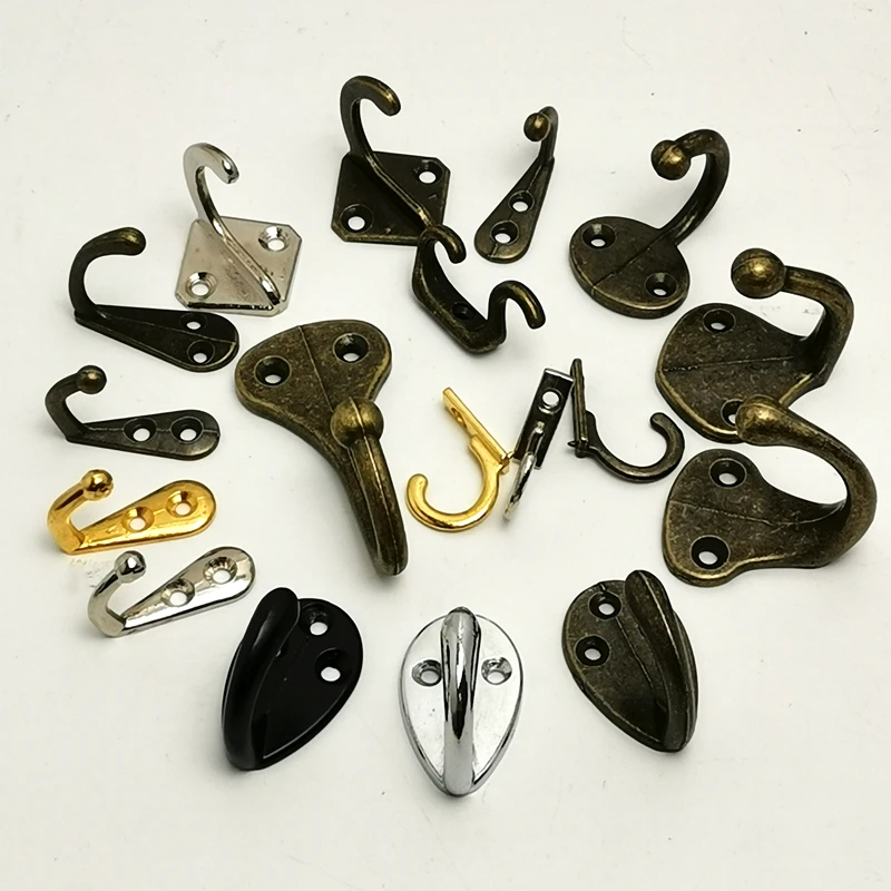 1Pack Wall Hooks With Screws Metal Zinc Alloy Hanging Single Bathroom Coat Clothes Robe Mounted Keys Hanger Furniture Hardware